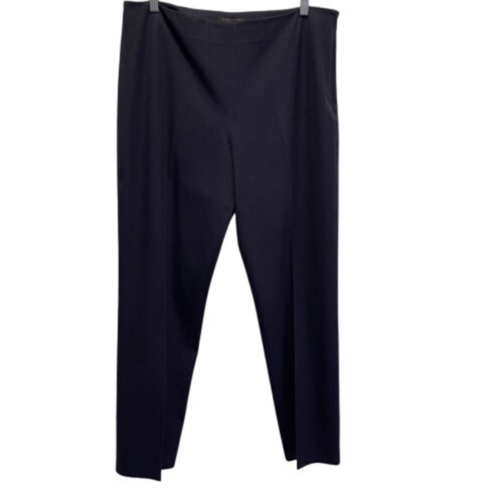 Elie‎ Tahari Navy Straight-Leg Side Zip Pants Cotton Blend Size 14